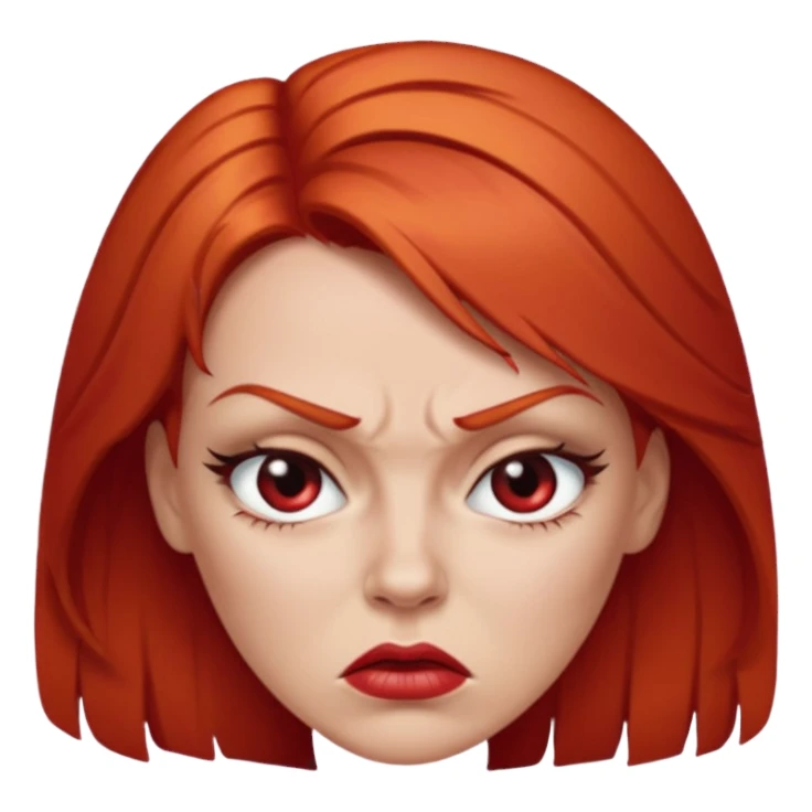 mujer pelirroja con los ojos y los labios maquillados enojada sticker