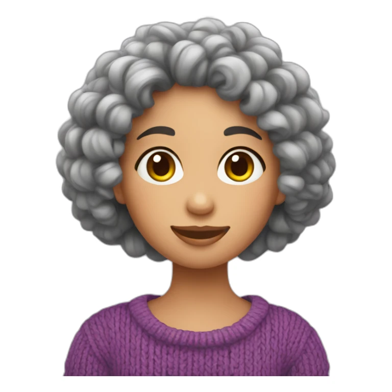 girl with curly black hair knitting sticker