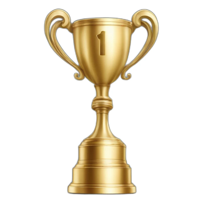 royal big empty Christian trophy for the winner with a cross on royal background  with number 2 sticker