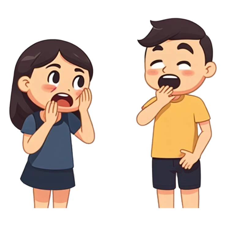 boy asking girl "whats wrong" girl crying put hands on face sticker