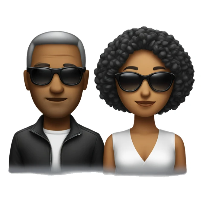 Woman and man looking cool with sunglasses facing forward sticker