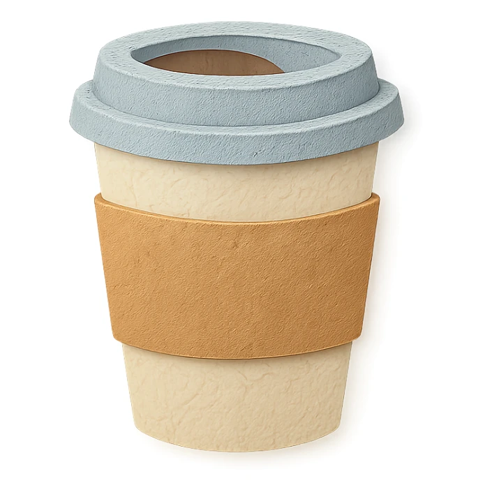 minimal and cozy paper-craft style coffee cup sticker