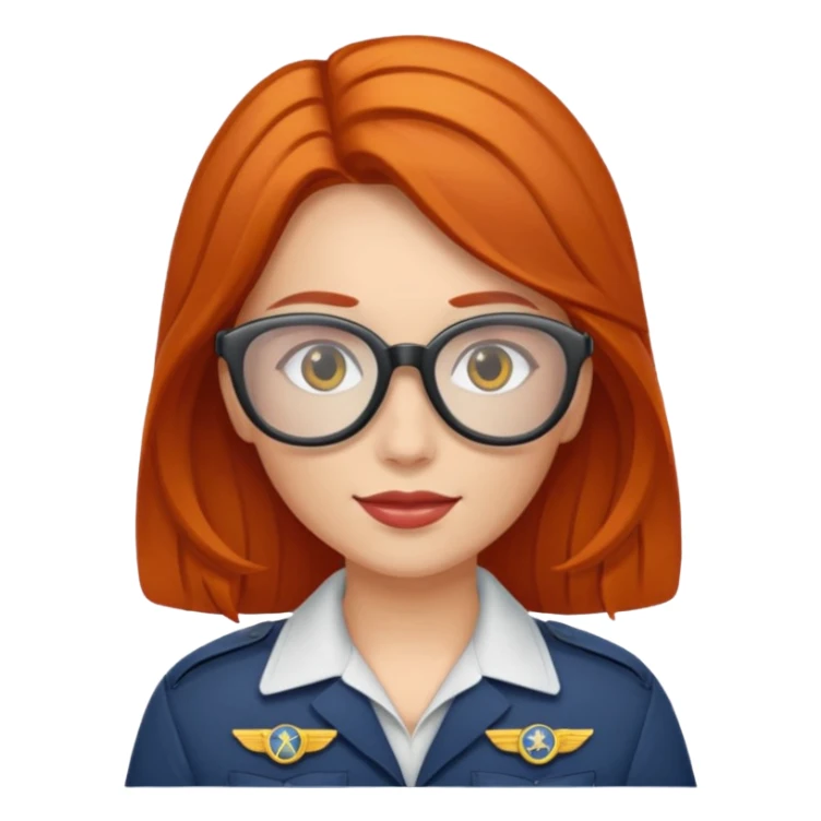 pilote d'avion femme rousse avec lunette de soleil sticker