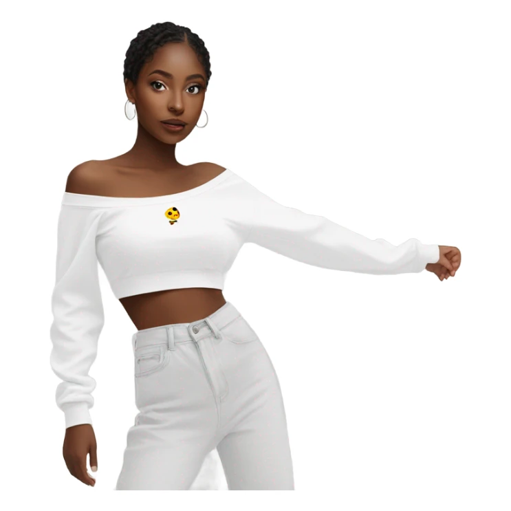 White off shoulder Long sleeve oversize crop top, isolated sticker