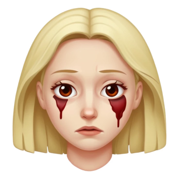 Woman with periorbital hematoma sticker