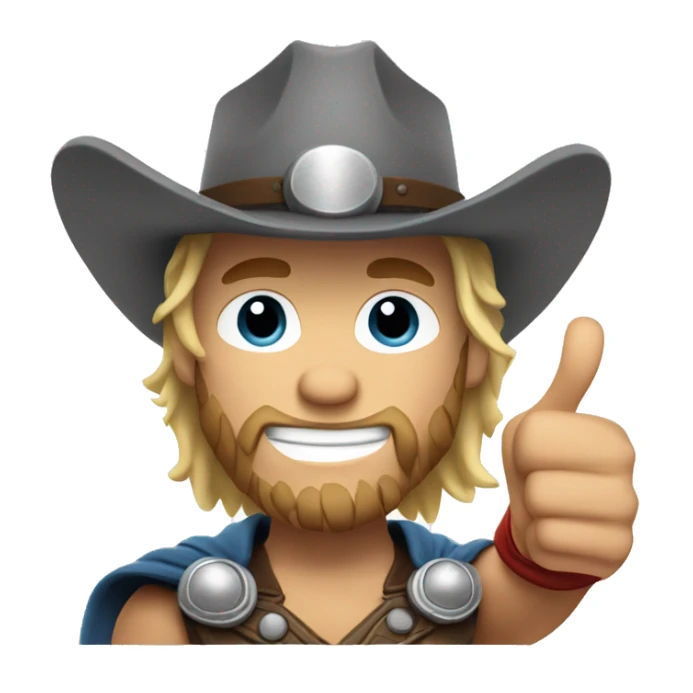 Realistic Thor giving a thumbs up wearing a cowboy hat sticker