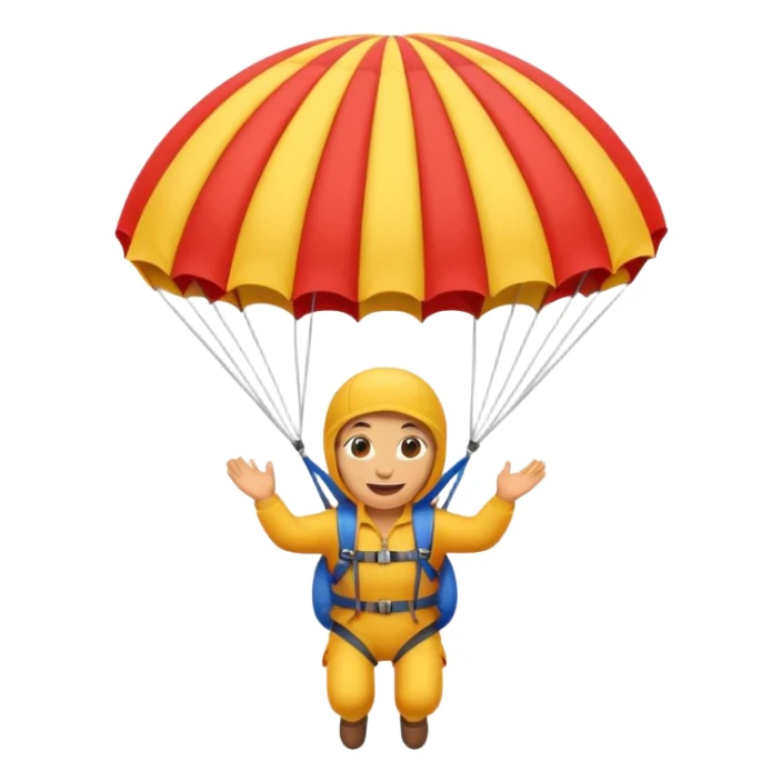 Erstelle mir einen Fallschirmspringer im emoji style sticker