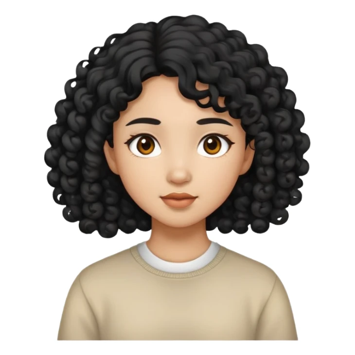 girls with asian features and curly hair sticker