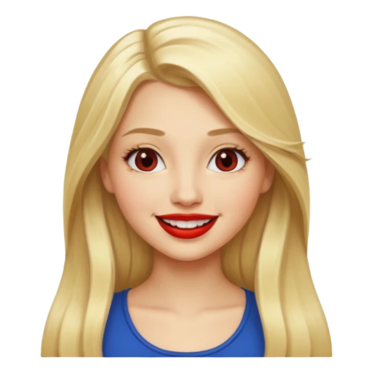 Long hair blonde girl red l;ipstick  sticker