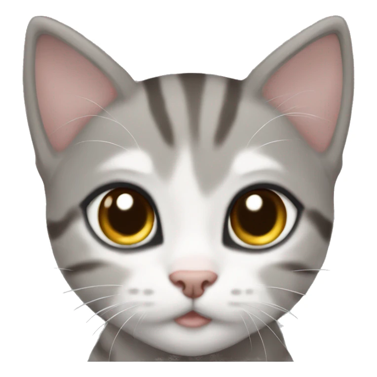 gray and white tabby kitten brown eyes full body sticker