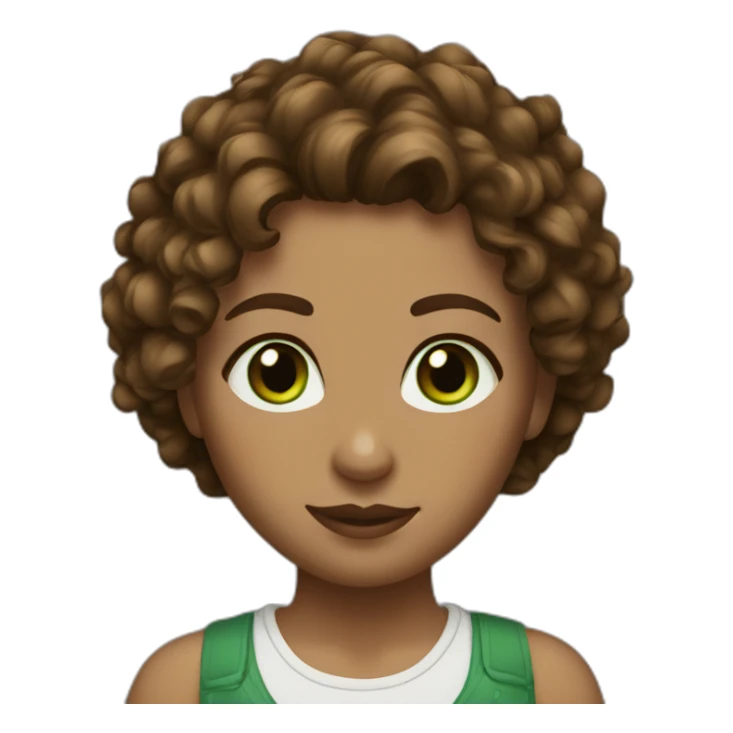 woman with medium brown curly hair and green eyes sticker