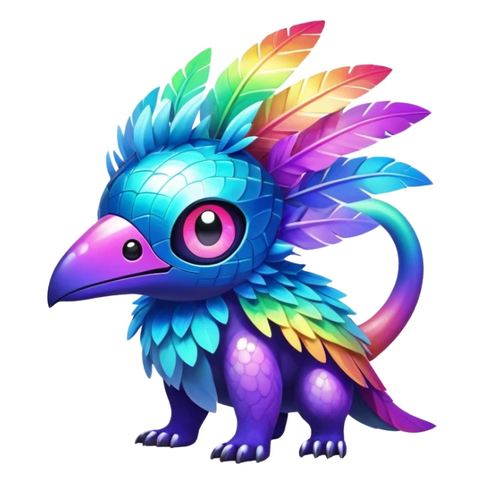  Shiny sparkly transparent bioluminescent luminescent vibrant bright pastel dark exotic tropical iridescent colorful nebula rainbow gradients cyber-Protogen-Fakémon-Pokémon-Vernid-creature sticker