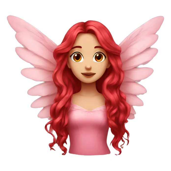 big wings, rose, Beautiful, fairy, red, long hair sticker