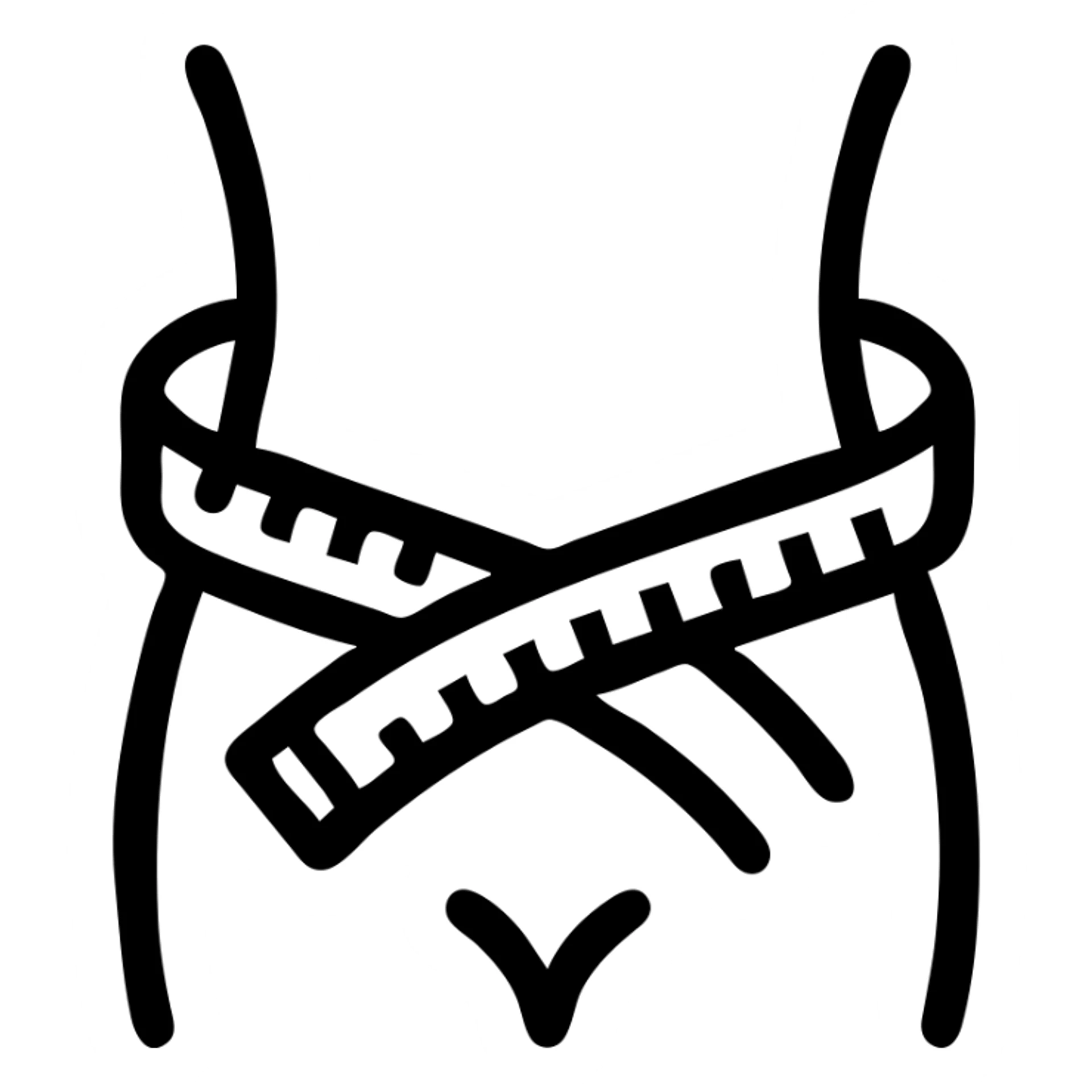 tape measure forming a loop around a waist, clean lines, easy to identify, no text sticker