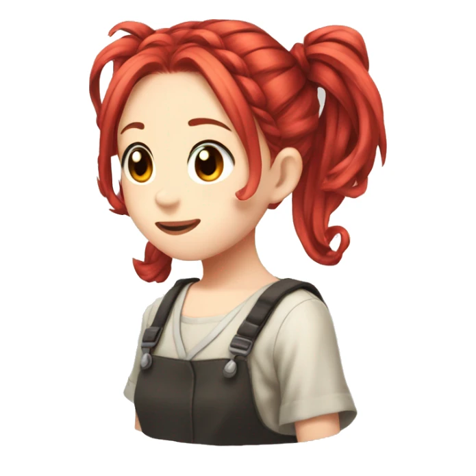 Red haired spiral pigtail anime girl sticker