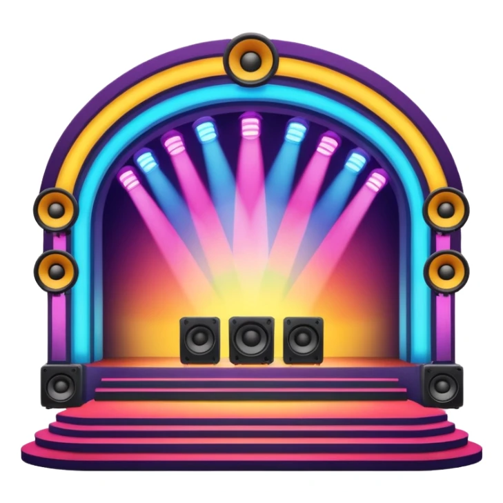 concert stage with colorful lights and speakers sticker