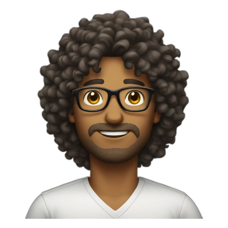 man with glasses and big curly hair sticker
