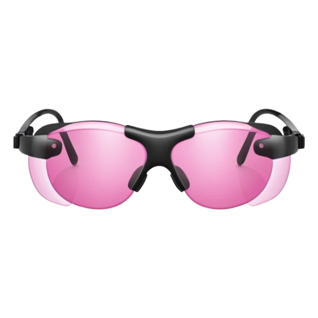 protective welding glasses with pink lenses, frameless design, safety eyewear sticker