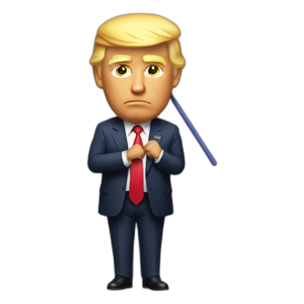 Donald Trump with a limp rubber stick sticker