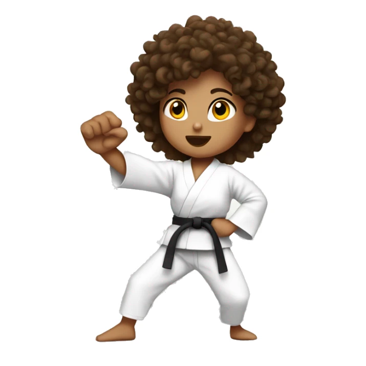 Curly haired brunette girl doing karate stance sticker