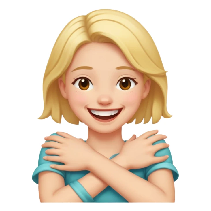 Crossed arms holding neck laughing girl sticker