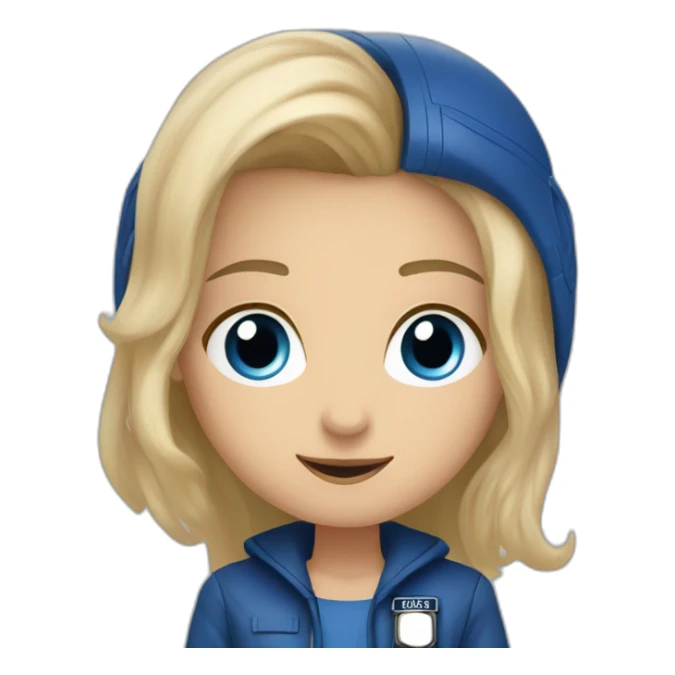 joven rubia de pelo largo y ojos azules entrando en la tardis sticker