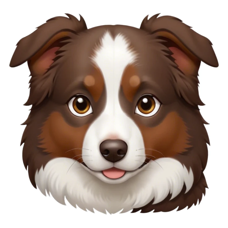 All Dark Brown mini Australian shepherd with white in middle of forehead and all brown nose sticker