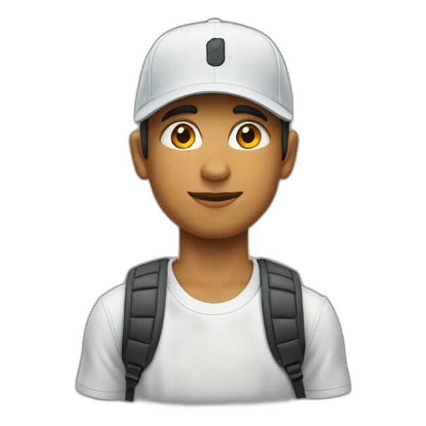 Joven. Moreno, con gorra en su cabeza, Ropa Nike sticker