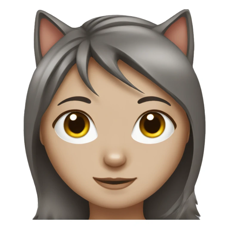 Grey cat with girl with brown hair sticker