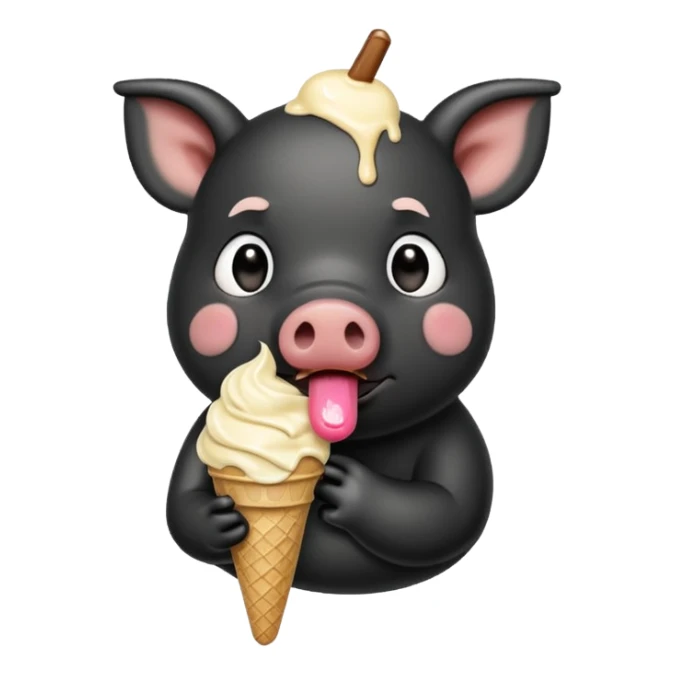 black pig with ice cream sticker