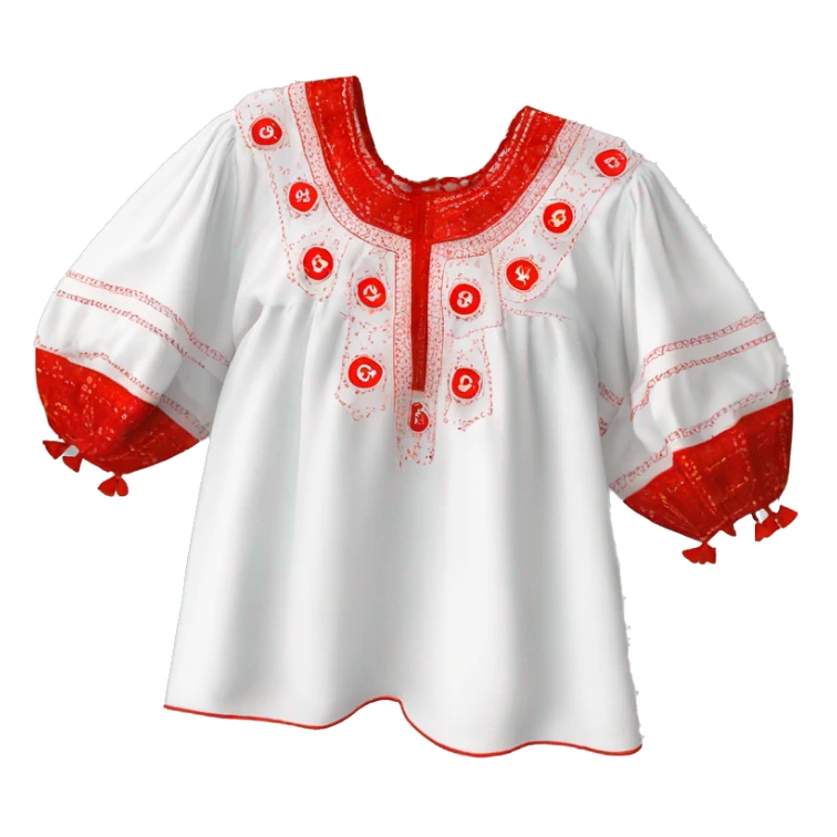  Blouse vyshyvanka, white with red round embodiary on sleeves sticker