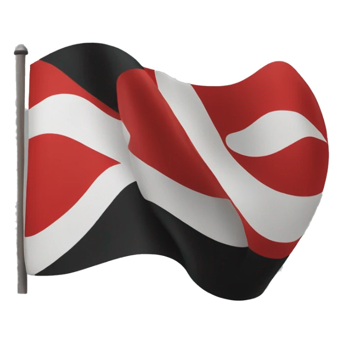 Red and black wavy flag with yellow circle in the middle  sticker