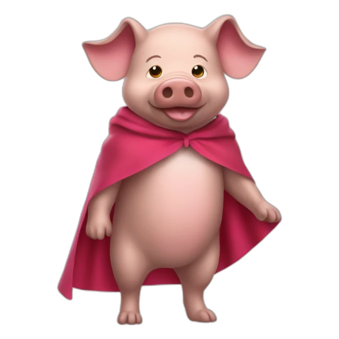 un emoji cochon avec une cape sticker