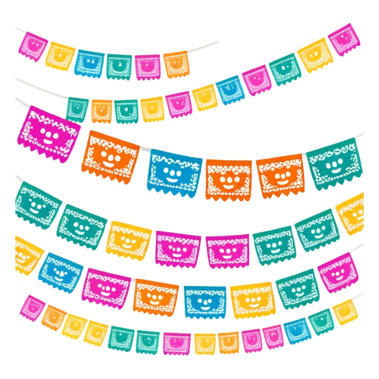 festive one garland of colorful mexican papel picado sticker