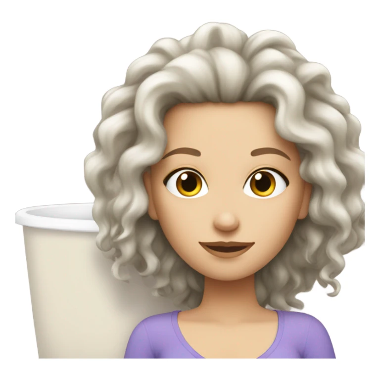 White girl whit waby hair relaxing sticker