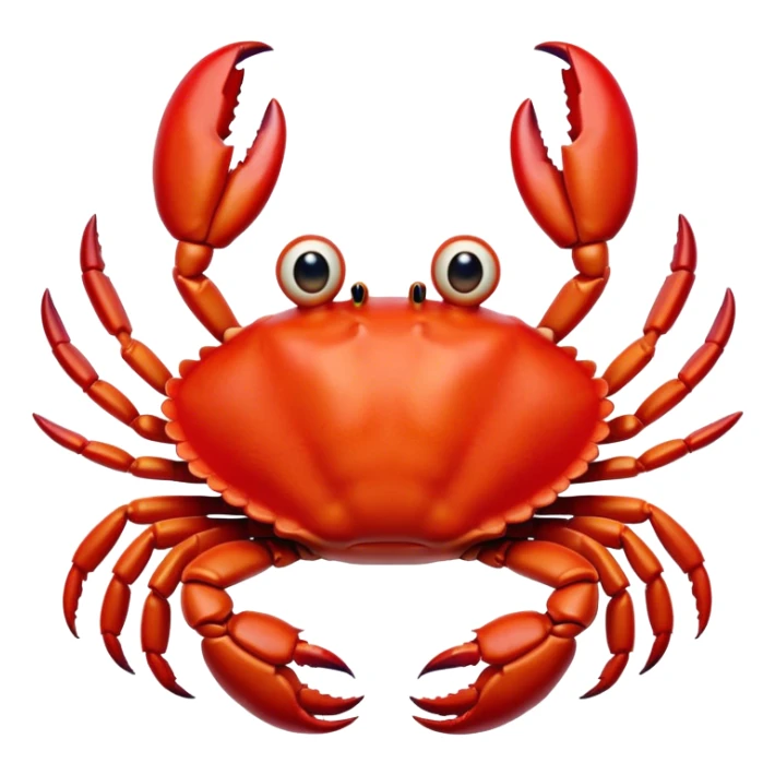 Cinematic Comical Red Crab Portrait Emoji, Head tilted dramatically with an exaggeratedly amused expression, featuring a vibrant, angular carapace with bold, expressive pincers and wide, comically animated eyes full of playful disbelief, Simplified yet hilariously expressive features, highly detailed, glowing with a slightly sassy oceanic glow, high shine, dramatic yet playful, stylized with an air of quirky coastal mischief, soft glowing outline, capturing the essence of a meme-worthy red crab that looks ready to pinch its way into viral fame! sticker