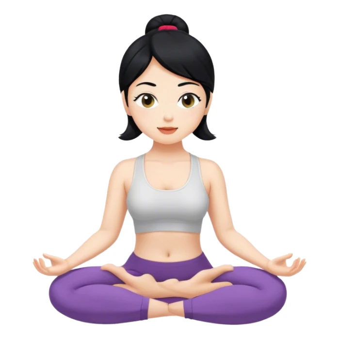 Cica de pelo negro y piel blanca haciendp joga sticker