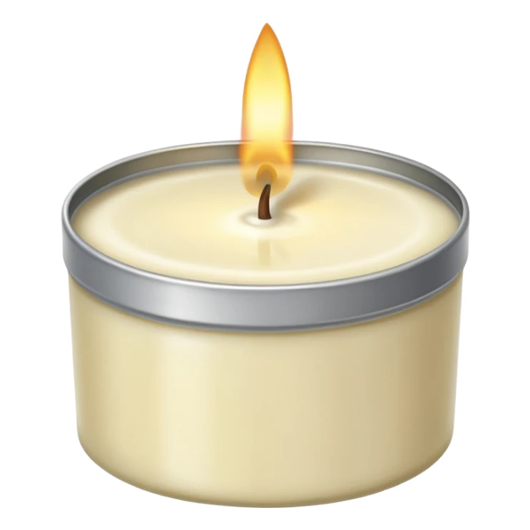Vanilla candle – cream-colored wax in a silver tin sticker