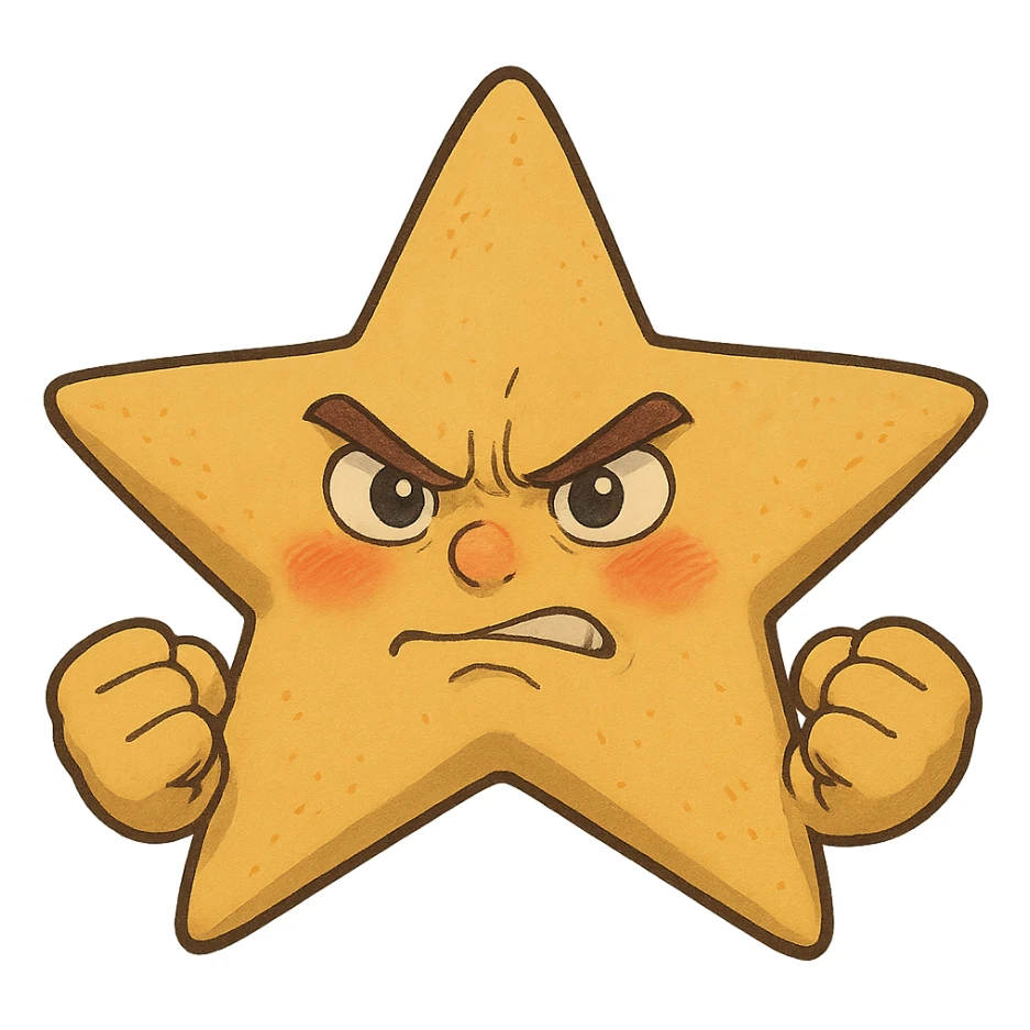 ghibli style determined star with clenched fists, expressive and detailed sticker