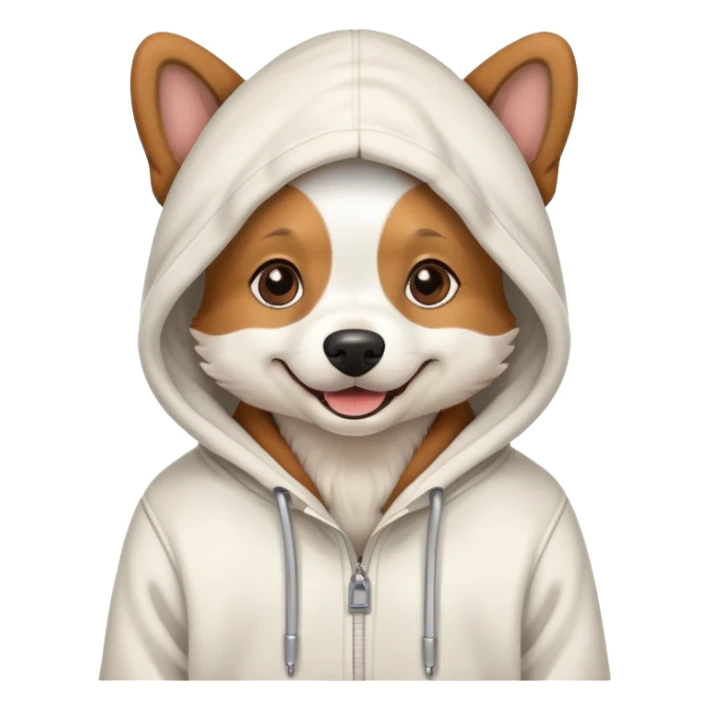 Dog wearing a hoodie with the sigma sticker