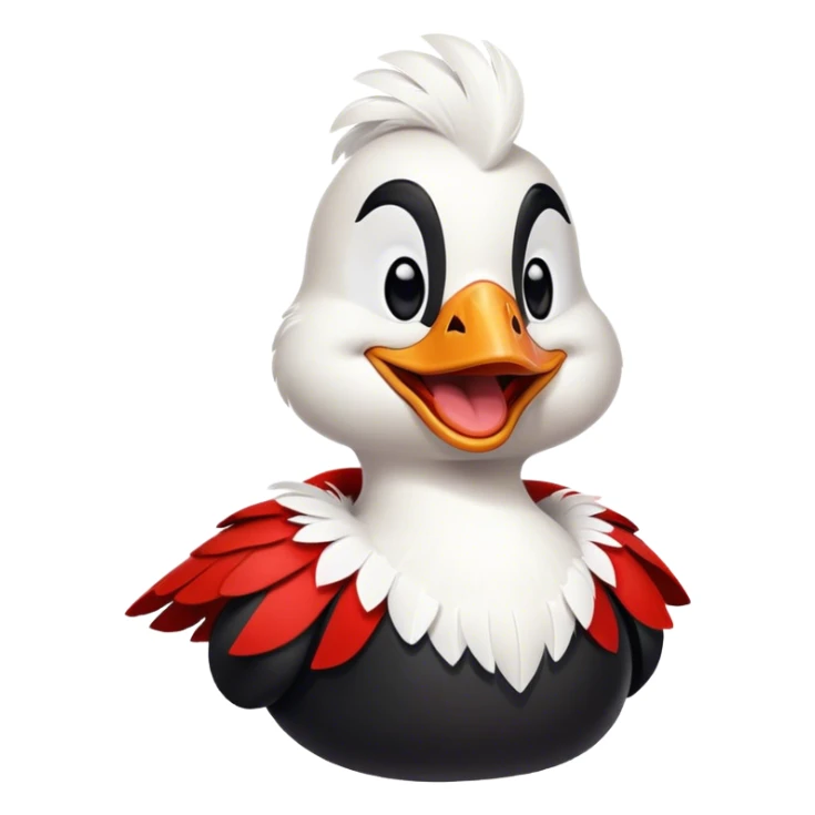 super hero goose laughs in black and red outfit sticker