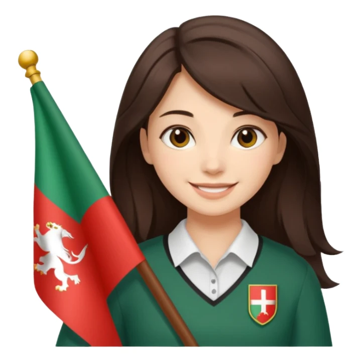 Una ragazza mora chiara con capelli medi mori con la bandiera della bulgaria tra le mani sticker