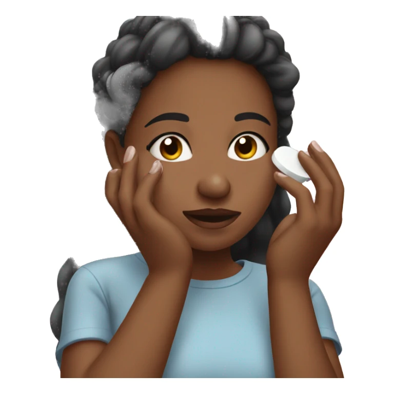 Girl putting on skincare sticker