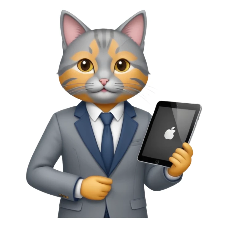 teacher cat tech smart appearance gray cat in blazer with ipad with different clothesthe same cat sticker