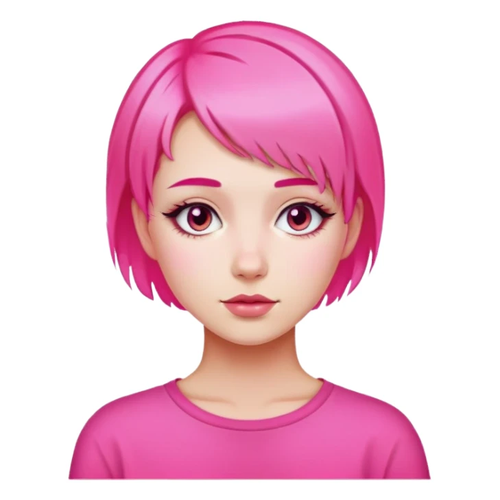 girl with short neon pink hair sticker