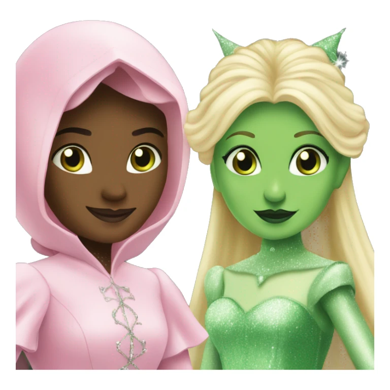 glinda (pink) and elphaba (green) sticker