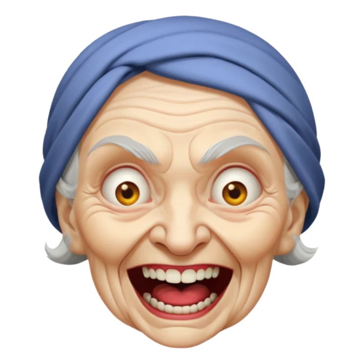 mad ugly old laughing evil woman sticker