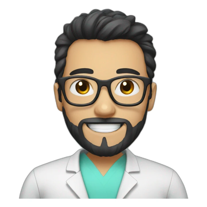 Dental Student with a really starting black beard and glasses sticker