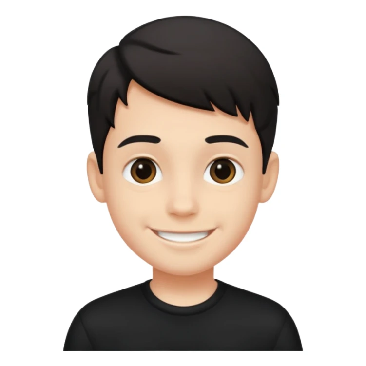 Maktab yonida kulib turgan qora kiyimdagi bola emojisini chiqarib ber sticker