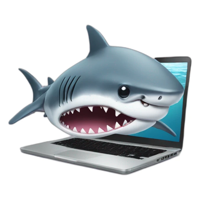 A shark with Sunglasses and a cappy on the laptop s sticker